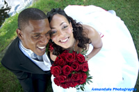 Bride and Groom with wedding bouquet